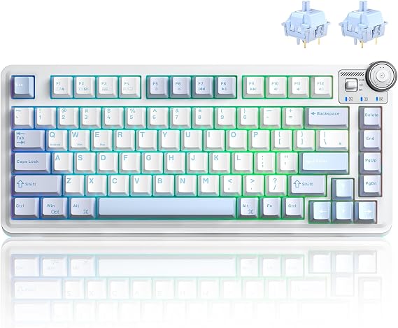 Aula AU75 3 Modlu RGB Hot Swap Mekanik TKL Star Vector Switch Kablosuz Makrolu Klavye Buz Mavisi