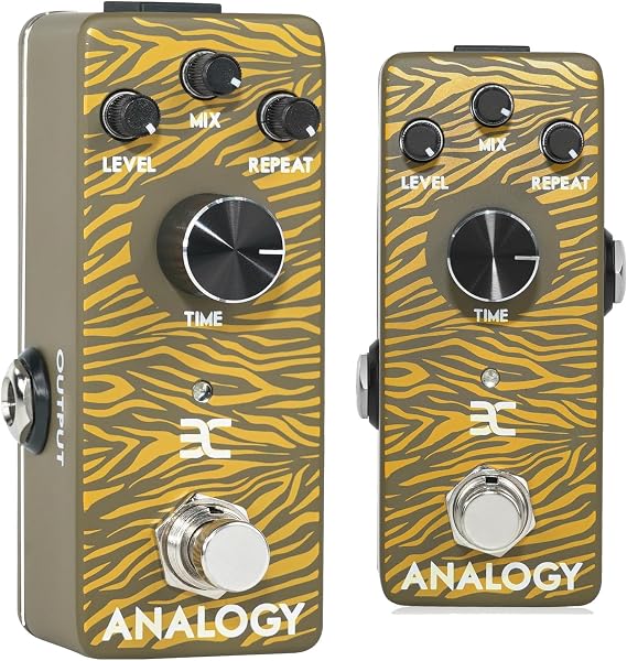EX Analogy Delay Pedal, Mini Guitar Effect Pedal Delay, Warm Tape Echo Effect, 30340ms Delay Time, True Bypass, Compact Portable Design, Brown