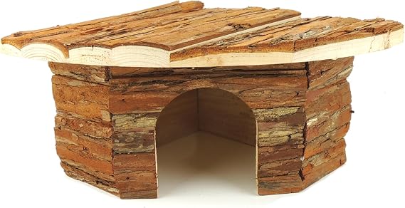 CLASSIC Small Animal Corner Home – 22 x 22 x 13 cm Natural Wooden Hideaway for Hamsters, Mice, Gerbils & Other Small Pets