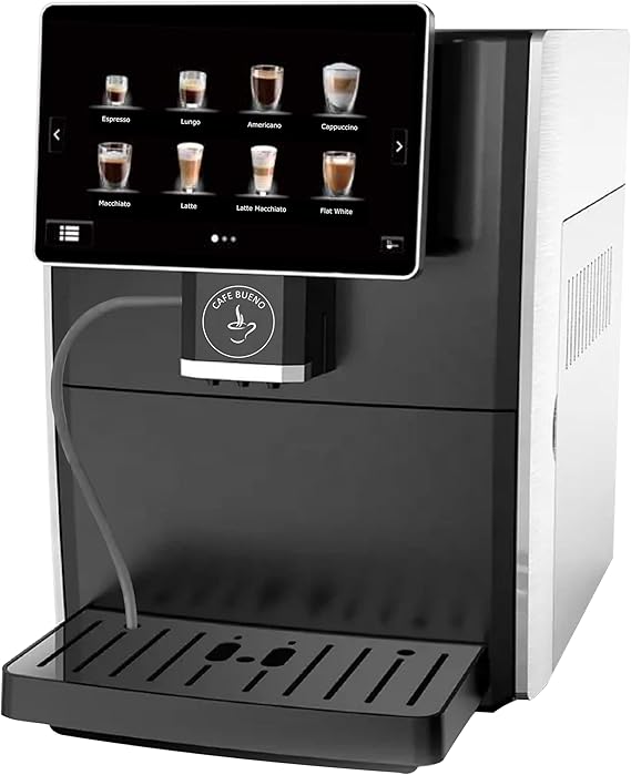 Cafe Bueno Super Automatic Espresso Machine For Home - Coffee Machine With Grinder & Milk Frother For Latte, Cappuccino, Macchiato - Auto Wake & Sleep All Milk Types