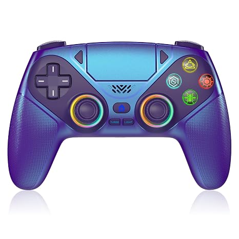Gamrombo RGB Wireless Controller for PS5/PC Bluetooth Gamepad with Turbo, Macro, Dual Vibration, 6-Axis Motion, 3.5mm Audio Jack & 1000mAh Battery