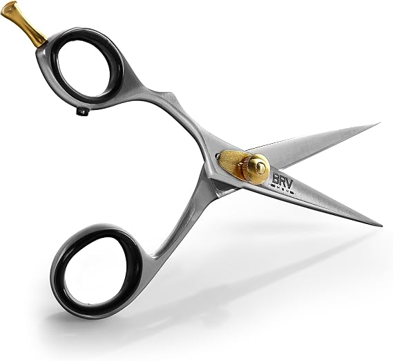 LEFT HANDED Razor Sharp Mustache & Beard Scissors - 5.5" - 100% High Carbon Stainless Steel - Facial Hair Trimming Shears (LEFT HANDED - Silver)