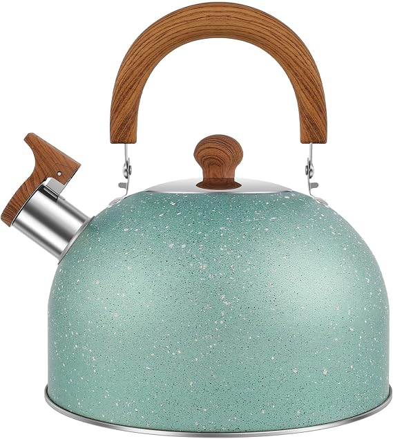 Whistling Tea Kettle for Stovetop, 2.6 Quart Stainless Steel Teapot with Stay Cool Handle, Fast Boiling Tea Pot Large Capacity Teapot Stovetop Water Boiler Tea Kettle for Home Kitchen(Green)
