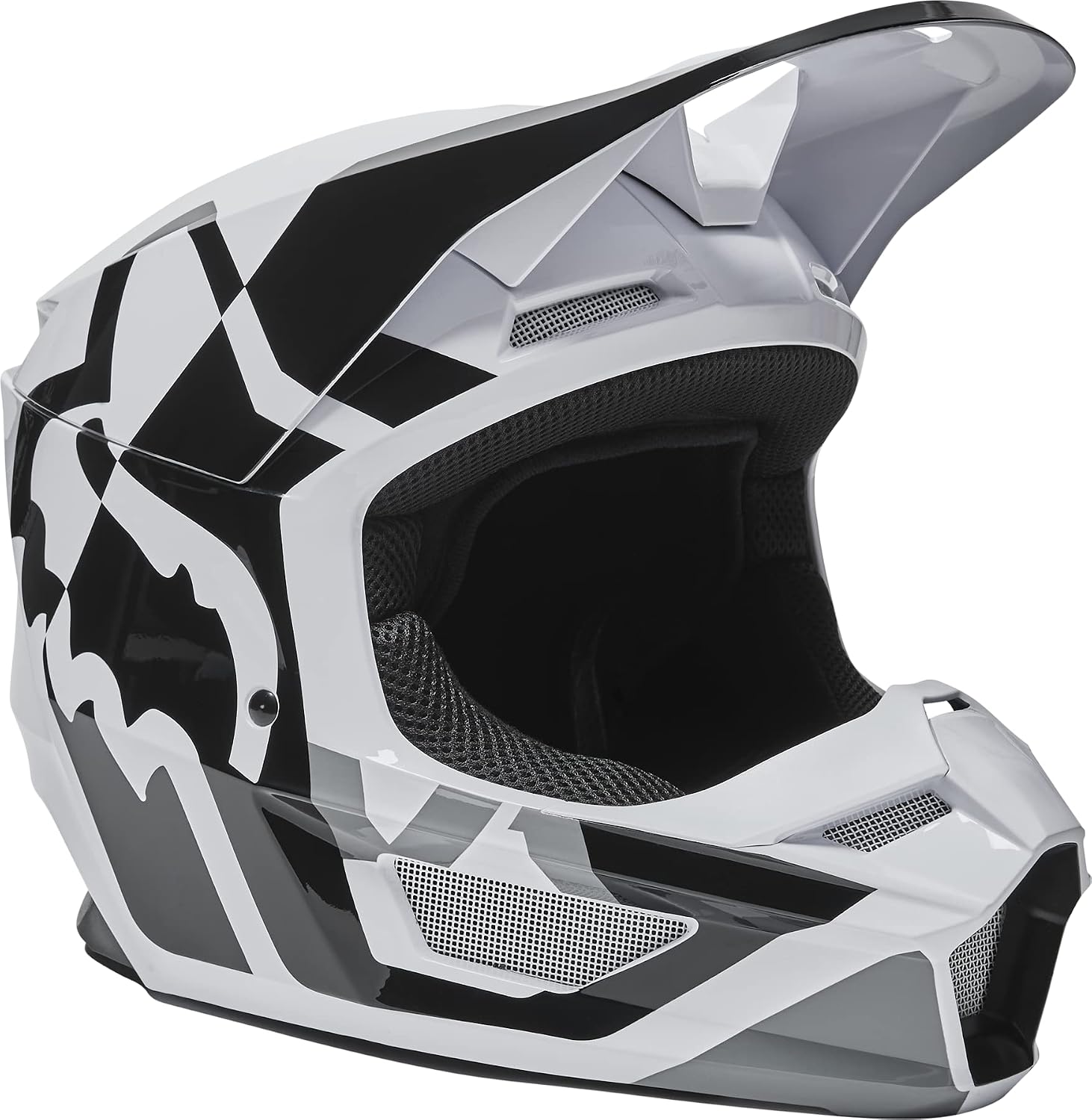 Fox Racing Unisex V1 Motocross Dirt Bike Helmet, BlackWhite, Large