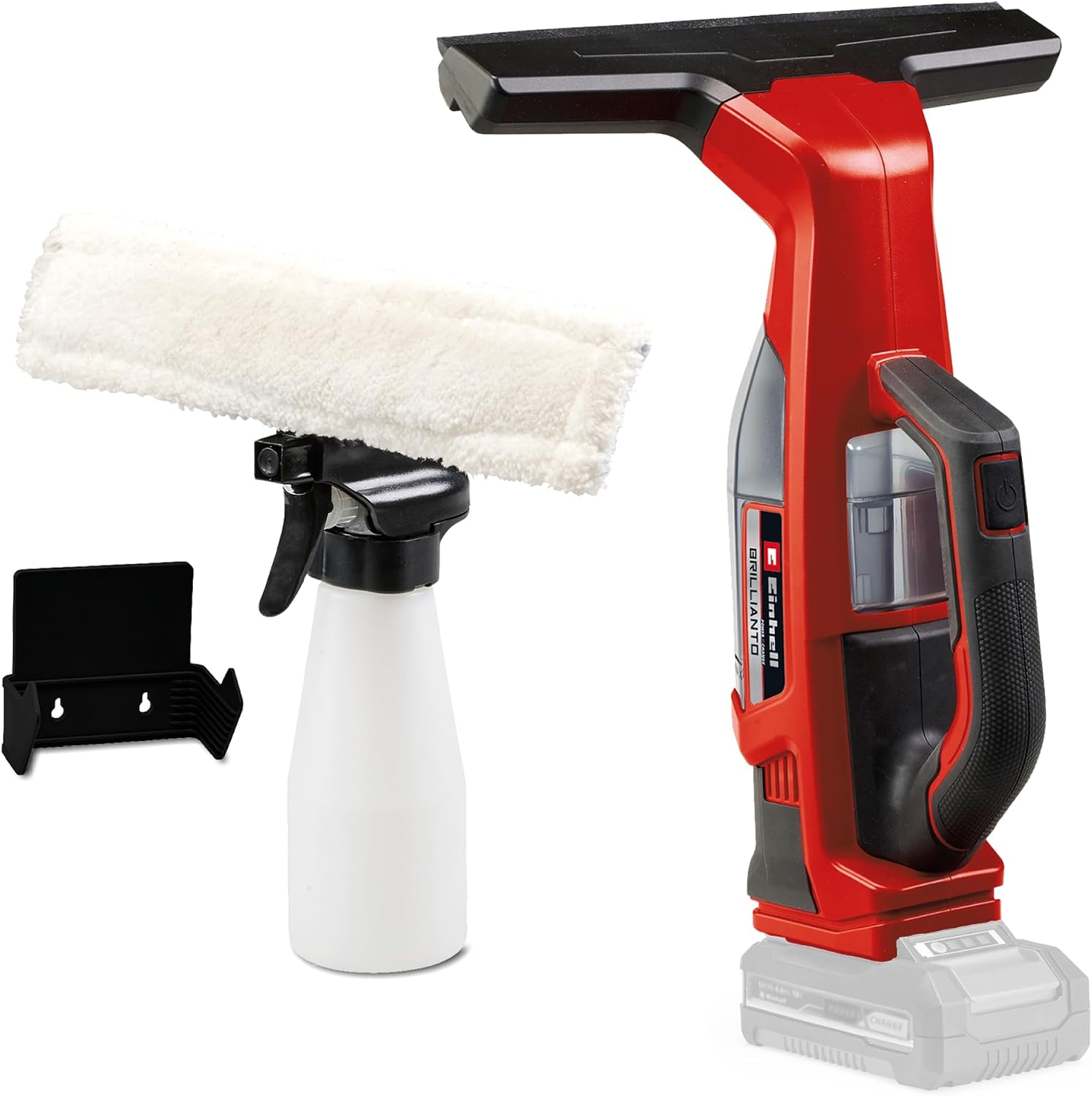 Einhell Akülü Cam Temizleme Makinesi BRILLIANTO Power X-Change 18V, 28 cm emici başlık, iz bırakmadan temizlik, mikrofiber bezli sprey şişe dahil, akü dahil değildir - 3437100