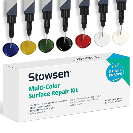 Multi-Color Surface Repair Kit - Fix Chips & Defects in Minutes | Restore Tiles Countertops and Bathroom Fixtures With Ease | For Porcelain Granite Fiberglass Marble Corian Quartz and More