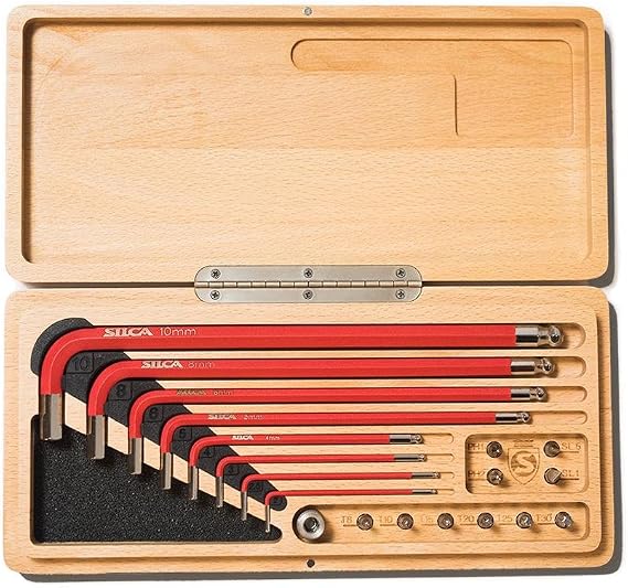 SILCA HX-ONE Home Essential Allen Key Set, L - Wrench Tool KIT, Wood Case