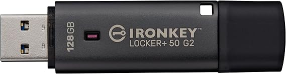 Kingston Ironkey Locker+ 50 G2 128GB Encrypted USB Drive | FIPS 197 | AES-XTS Protection | Multi-Password Security | USB 3.2 Gen 1 | IKLP50G2/128GB