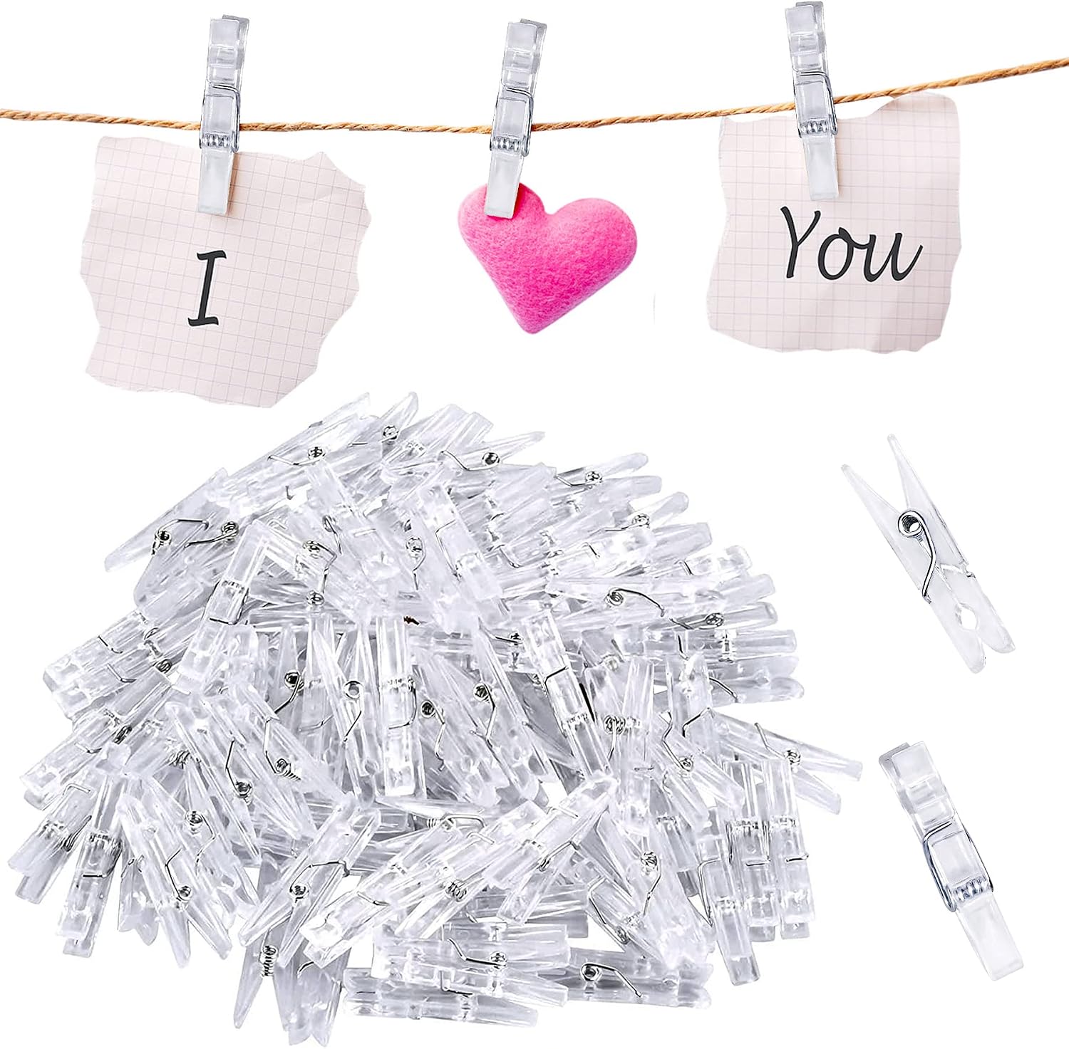 150 Pcs Small Wooden Clothes Pegs Mini Tiny Decorative Photo Pegs 2.5/3/3.5 cm LaundryClips for Hanging Photos, Pictures, Collages, Postcards, Gifts, Craft
