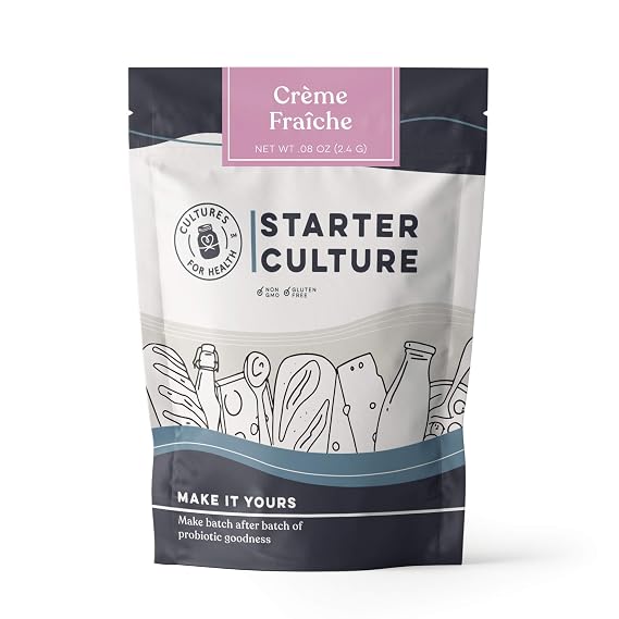 Cultures for Health Creme Fraiche Starter Culture | 4 Packets Direct-Set Active Cultures | DIY Homemade Rich Sour Cream | Cultures on Your Counter in Just 12 Hours | Make with Cream or Half and Half