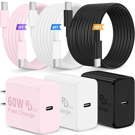 QZIIW Super Fast Charger Type C,60W Colorful Mixed USB C Fast Charger Block