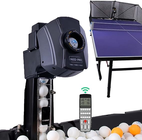 Table Tennis Robot with Capture Net, Automatic Ping Pong Robot Machine for Practice Training with Remote Control and Recycling Nets