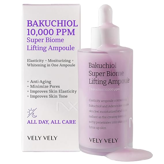 VELY VELY Bakuchiol 1% Lifting Serum Firming Peptides 3.38 fl. oz | Retinol Alternative Face Serum for Wrinkles, Firmness and Uneven Texture