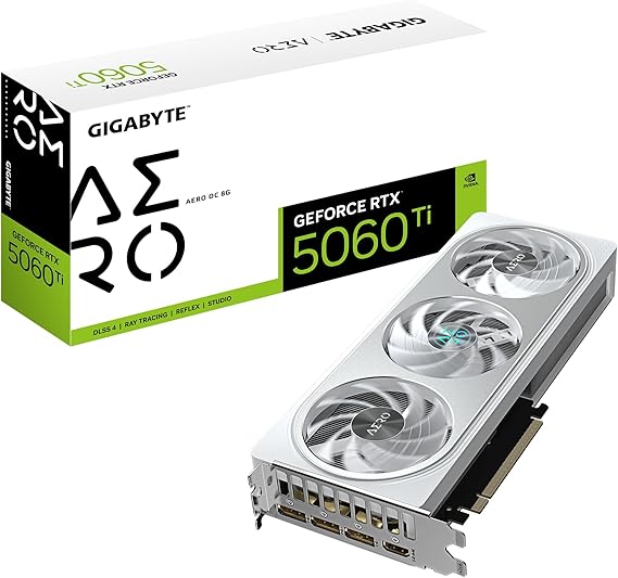 Gigabyte GeForce RTX 5060 Ti AERO OC 8G Graphics Card - 8GB GDDR7 128Bit PCI-E 5.0 2647MHz Core Frequency 3x DisplayPort 1x HDMI GV-N506TAERO OC-8GD