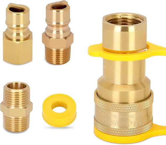 1/2" Natural Gas Quick Connect Kit 100% Solid Brass with Dust Cover 4pcs