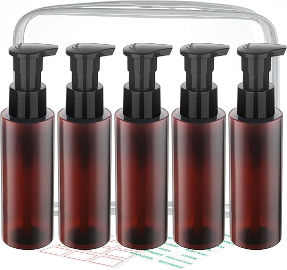 Cosywell Plastic Pump Bottles Dispenser Leak Proof 3.5oz/105ml 5 Pack