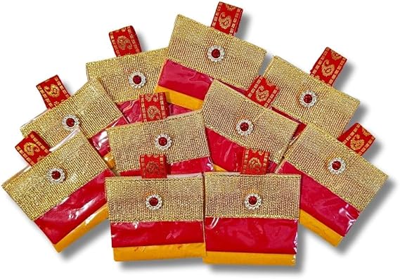 HALDI MEHENDI SHAADI Haldi Kumkum Packets Return Gift Set (Pack of 10) All in one Gift for Women, Weddings, Pooja Functions | Traditional Festivals