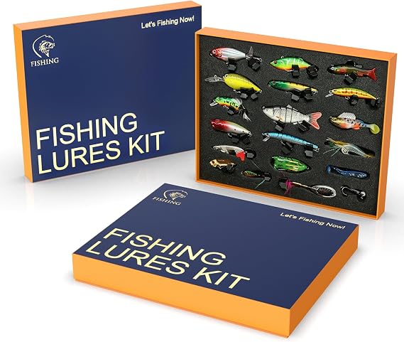 41 Pcs Fishing Lures Kit for Bass Trout & Pike | All-in-One Fishing Gear Gift Set | Premium Fishing Tackle Box for Beginners, Dad, Men (Freshwater & Saltwater)