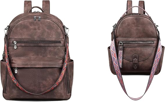 FADEON 15.6 inch Laptop Backpack for Women & Backpack Purse Brown Collection