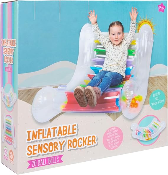 JYZ Inflatable Sensory Rocker with Soothing Jingle Bells, Transparent Inflatable Chair for Kids, Sensory Stimulation and Relaxation