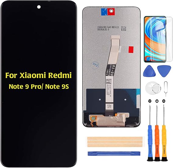 A-MIND for Xiaomi Redmi Note 9 Pro/Redmi Note 9S 6.67" 4G Version LCD Display Touch Screen Digitizer Full Assembly Replacement Kits,with Free Screen Protector+Tools (Black)