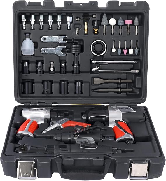 44-Piece Professional Air Tool Accessory Kit - Impact Wrench, Air Ratchet, Die Grinder, Blow Gun, Air Hammer, Dual Air Chuck, Tire Gauge, and Accessories