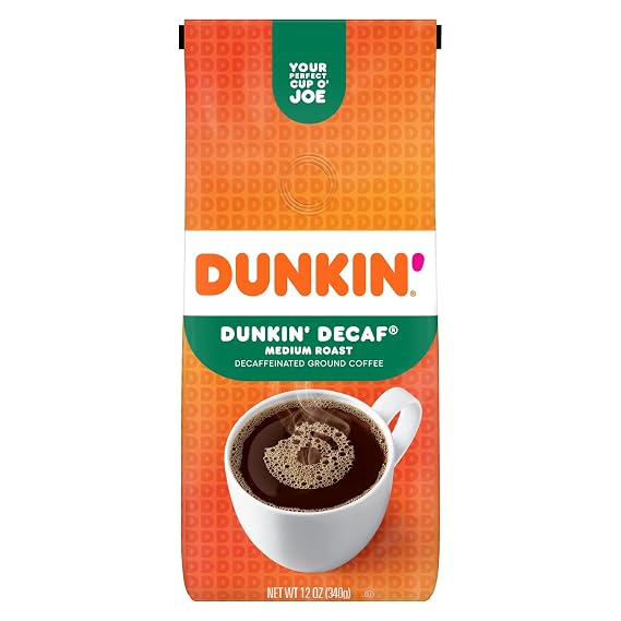 Dunkin' Donuts Ground Coffee, Medium Roast, Decaf, 12 Oz Per Bag