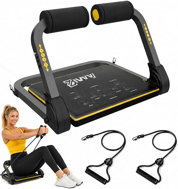 ZIWWVY Ab Machine for Stomach Workout, Sit Up Exercise | 4-Speed Adjustable Ab Trainer Machine with Automatic Rebound, Home Gym Abdominal Exercise Equipment for All Ages