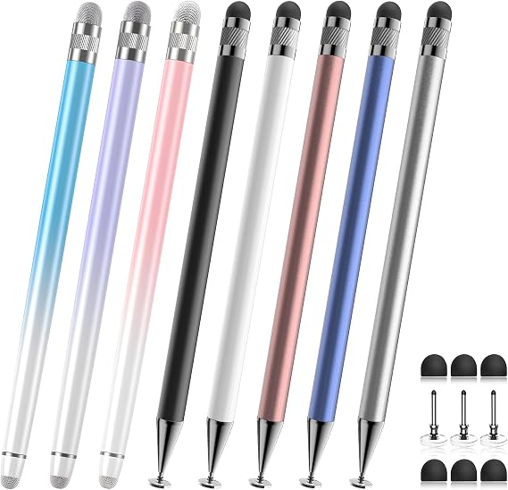 8 PCS Stylus Pen,2-in-1 Stylus Pen for Touchscreen,High Precision and Sensitivity,Suitable for iPhone/ipad/Android Tablets,Compatible with All Touch Screens