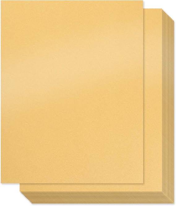 Gold Shimmer Paper - 100-Pack Metallic Cardstock Paper, 92 lb Cover, Double Sided, Printer Friendly - Perfect for Weddings, Birthdays, Craft Use, Letter Size Sheets, 8.5 x 11 Inches