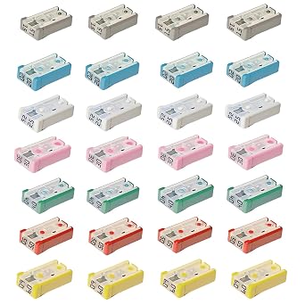 28 Pcs 15A 20A 25A 30A 40A 50A 60A 32V Mini Slotted Automotive MCASE Shaped Cartridge Fuse Kit
