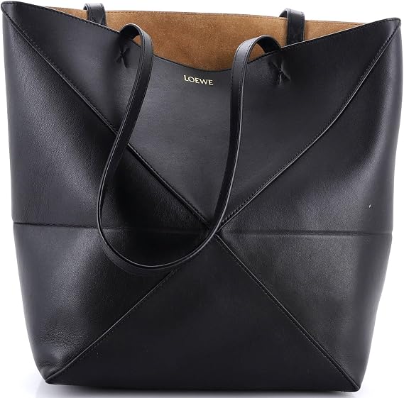 Pre-Loved Puzzle Fold Tote Leather Medium, Black