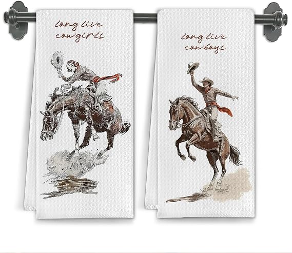 Western Cowboy Cowgirl Kitchen Bathroom Towels, Gifts for Couples Western Dish Tea Towel,Western Decorative Hand Towels for Kitchen Decor,16X24 Inch