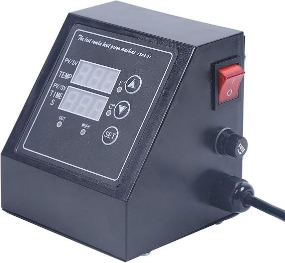 Heat Press Machine Control Box, 110V K-Type Digital LED Controller of Heat Press Machine, 33.8-392F & 0-999s Adjustable, Compatible with T-Shirt, Mug, Cap