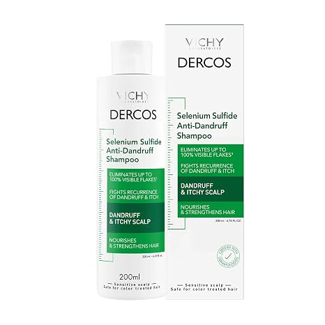 VICHY Dercos Dandruff Shampoo, Antifungal Itchy Scalp Treatment | Clinical strength selenium sulfide formula with Salicylic Acid & Niacinamide. Dermatologist recommended for both men & women.