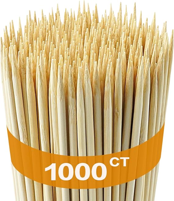 Nexboraque 1000 Pack 12 Inch Bamboo Skewers, 4 mm Natural Wood Sticks for Grilling Crafts, Kabob, Fruit, Appetizer, Cocktail, Sausage, Chocolate Fountain, BBQ, Flower Bouquet