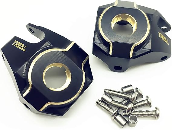Treal Brass Front Steering Knuckles Heavy Weight Upgrades for SCX10 II Deadbolt AR44 70g/pc (Black)