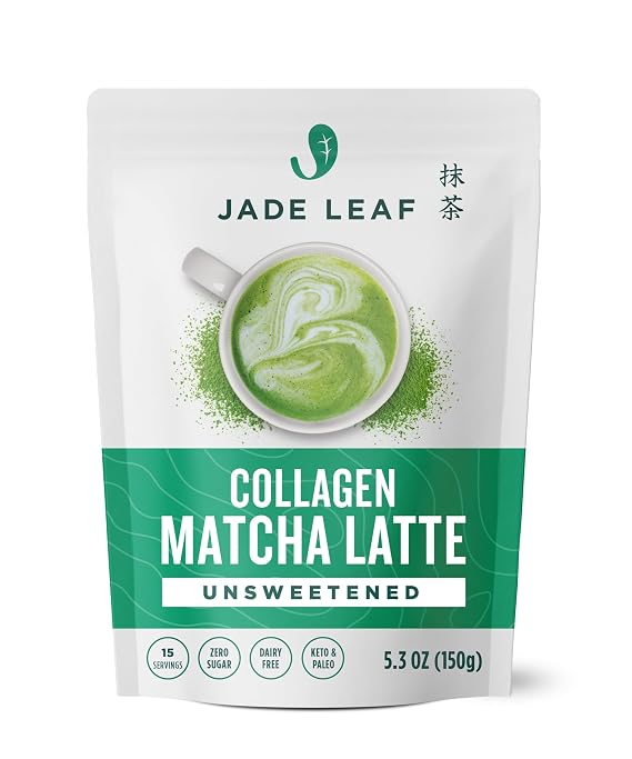 Jade Leaf Matcha Latte Mix w/Collagen Peptides Powder, Unsweetened, 5.3oz