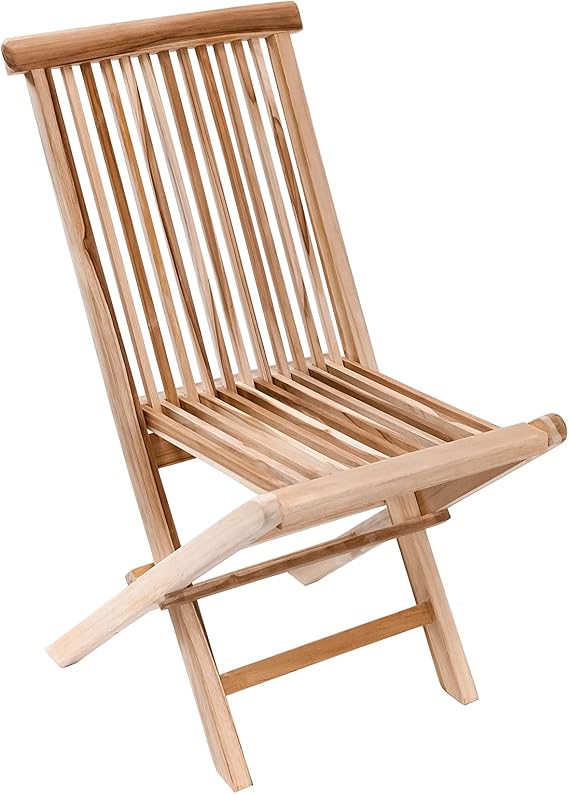 Nordic Style Folding Chair for Indoor and Outdoor Use - Patio, Balcony, Dining (Natural Finish, Beige)
