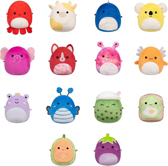 Micromallows Squishmallows Original Plush Rainbow 14-Pack 2.5 Inch Includes Squishmallow favourites Veronica the Octopus, Nico the Axolotl and Waverly the Butterfly
