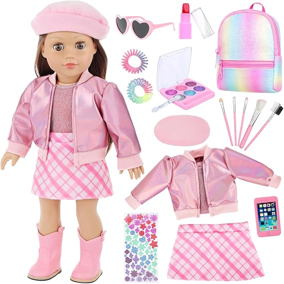Ecore Fun 17 Pcs 18 Inch Doll Clothes & Makeup Accessories Set