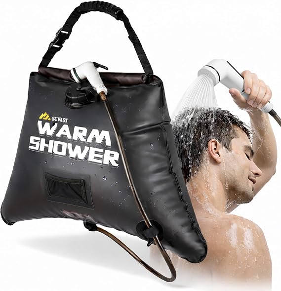 Solar Shower Bag, 4 Gallon/15L, TPU Portable Solar Shower for Camping & Outdoor Cleaning, with Hose and Carry Bag