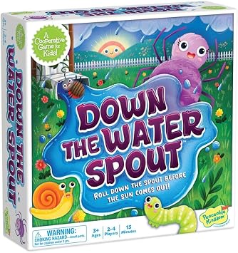 Peaceable Kingdom Down the Waterspout Cooperative Board Game Preschool Matching Game for Kids Teamwork & Social Skills Ages 3+, 24 Players