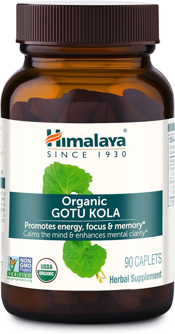 Himalaya USDA Organic Gotu Kola Capsules with Adaptogens, 650 mg,90 Caplets