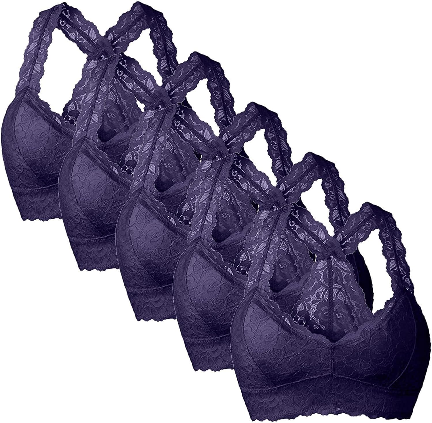 Knosfe 5 Pack Bras for Women Push Up Breathable Seamless Everyday Bra Racerback Wire-Free Large Bust Sports Bras