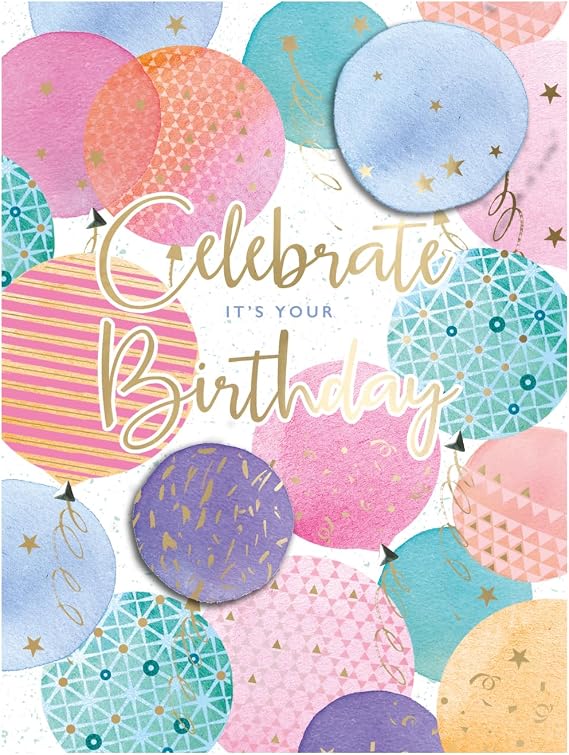 Large Foiled A4 Celebrate It's Your Birthday Card Gigantic All 4 One Cards