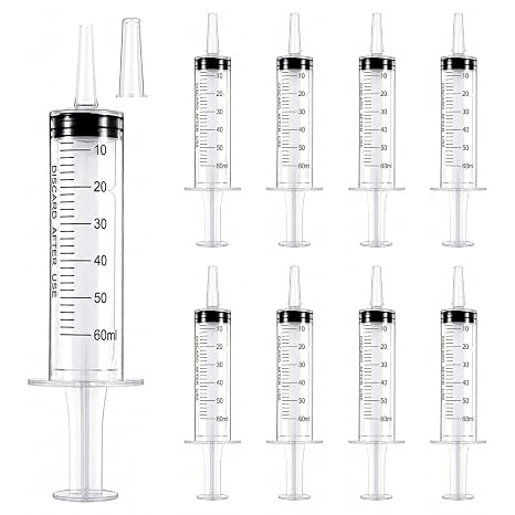 Pack of 8 Syringes 60 ml Large Dosing Syringe Without Needle Plastic Syringes
