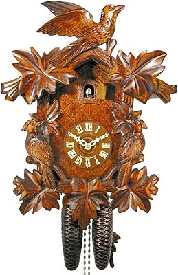 Original German Cuckoo-Clock Certified, Mechanical 8-Day Movement with 3 Birds and 7 Leaves, coo-coo Clocks from The Black-Forest, Germany