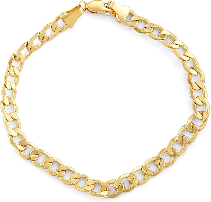 Tiara 10K Gold 6.4mm Men's Cuban Curb Chain Bracelet