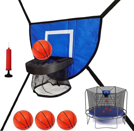 Trampoline Basketball Hoop Adjustable Soft Basketball Rebounder Hoop With 4 | Trampoline Attachment For Kids Playground, Family Time